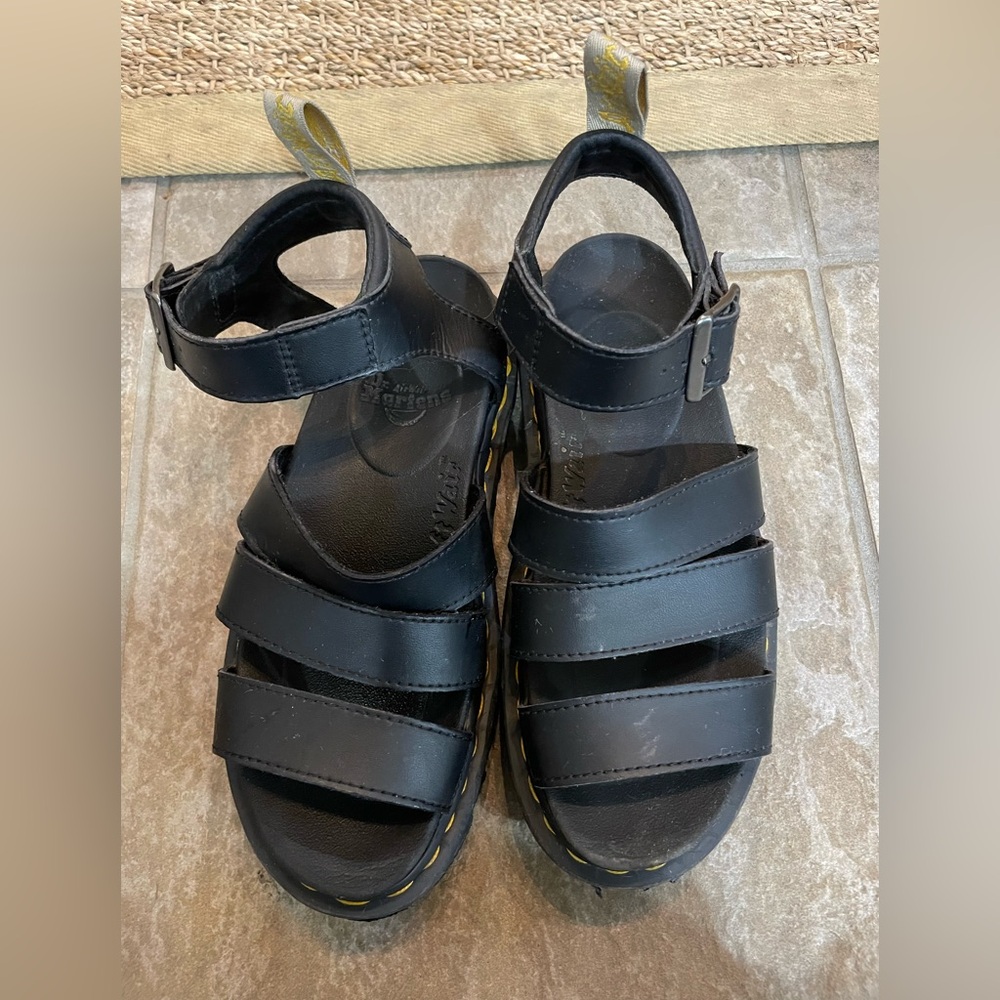 Dr Martens black sandals vegan leather